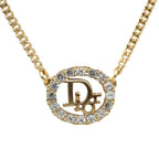 Christian Dior Necklace Metal Rhinestone Gold CD Logo GP Accessories — view 2