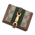 Gucci Bifold Wallet Jackie Card Case GG Supreme Leather Beige Brown