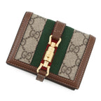 Gucci Bifold Wallet Jackie Card Case GG Supreme Leather Beige Brown