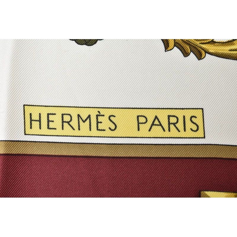 Hermes Scarf Carre 90 les Cles Key Pattern Silk Gold White Vintage — view 5