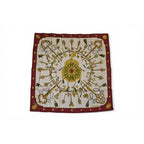 Hermes Scarf Carre 90 les Cles Key Pattern Silk Gold White Vintage