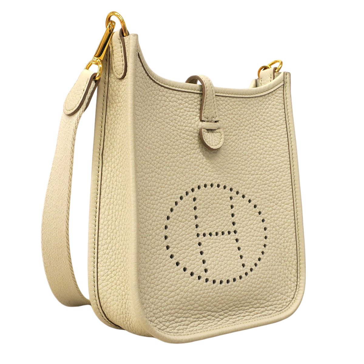 Hermes Shoulder Bag Evelyne TPM Taurillon Clemence Beton Gold — view 2
