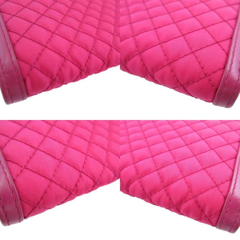 Prada Quilted Nylon Pink L Shaped Zipper Long Wallet 1042 — view 5