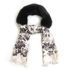 Gucci Scarf Shawl Silk Black Light Beige