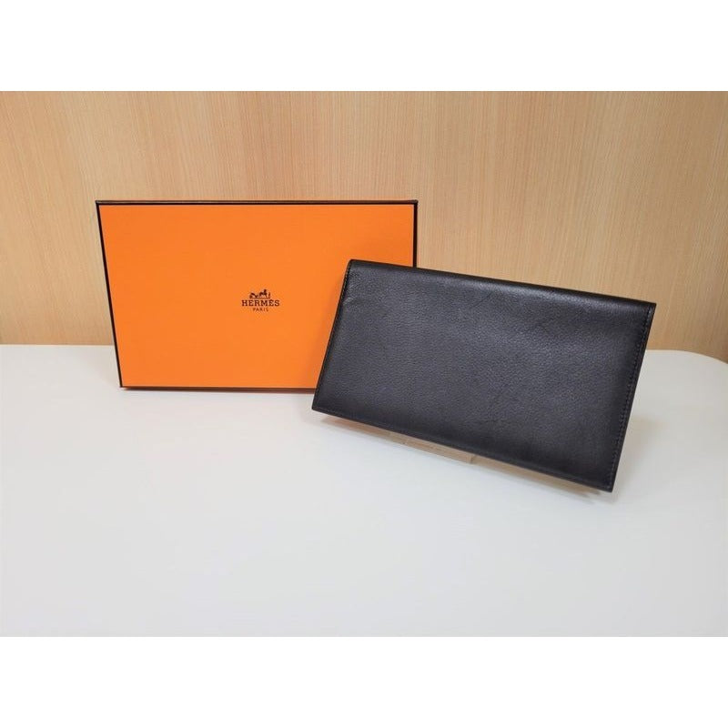 Hermes Mc2 Fleming Bifold Long Wallet Black Engraved