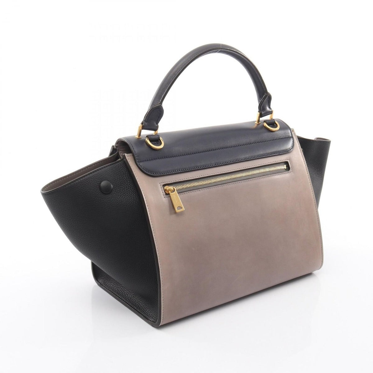 Celine Handbag Trapeze Small Navy Black Grey Leather Gray. — view 2