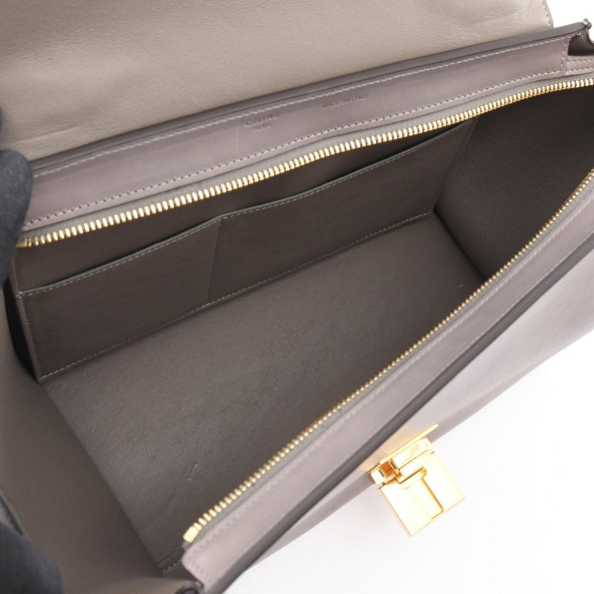 Celine Handbag Trapeze Small Navy Black Grey Leather Gray. — view 3