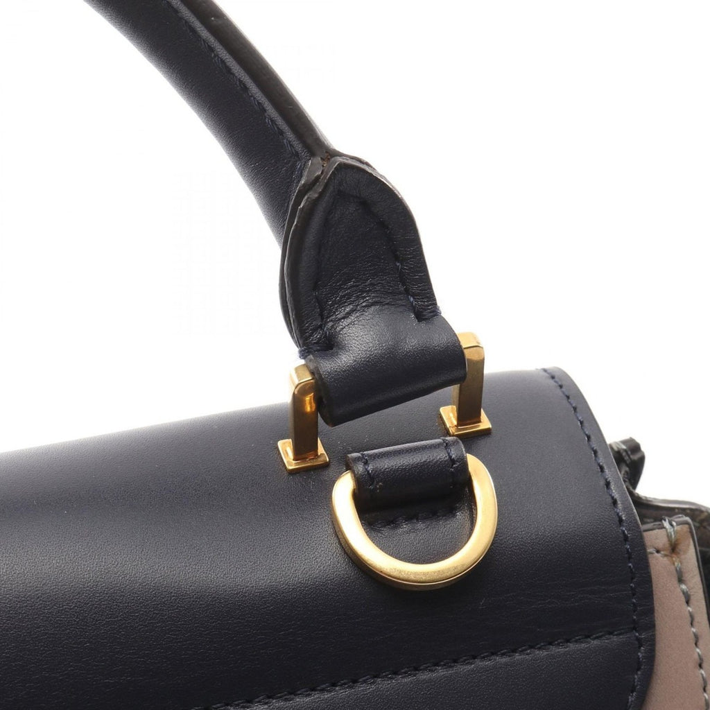 Celine Handbag Trapeze Small Navy Black Grey Leather Gray. — view 8
