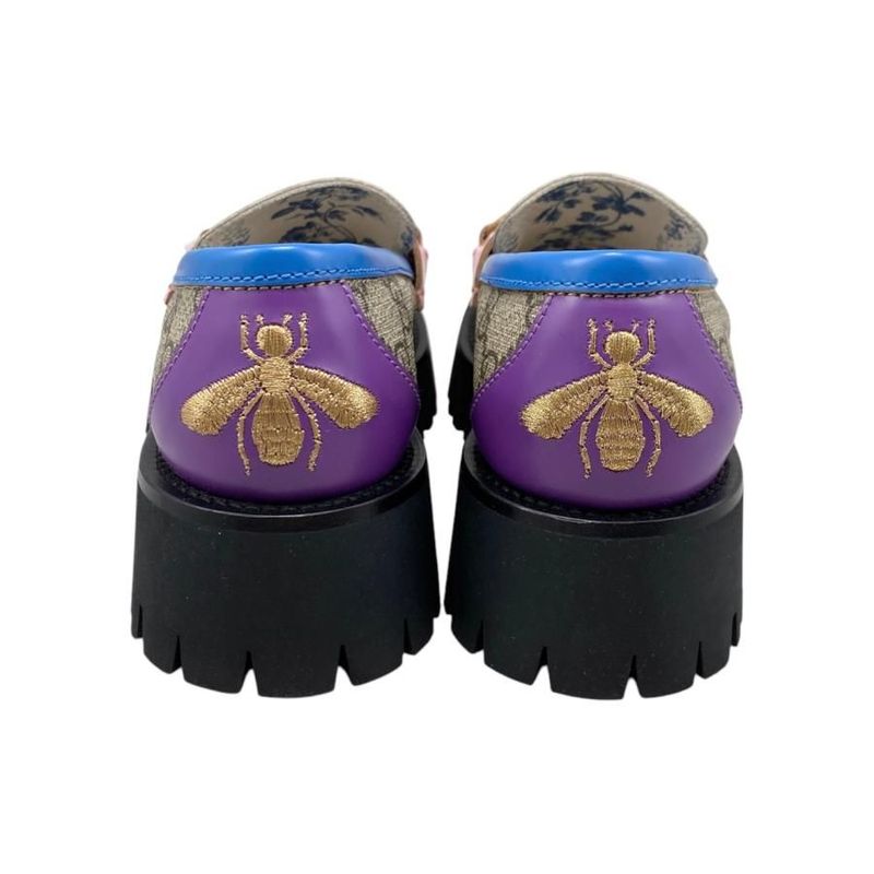 Gucci Loafer GG Supreme Bee Embroidery 34 Size Flower Multicolor Beige — view 4