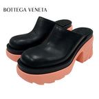 Bottega Veneta Flash Pump Sandals Shoes Leather Rubber Black Pink