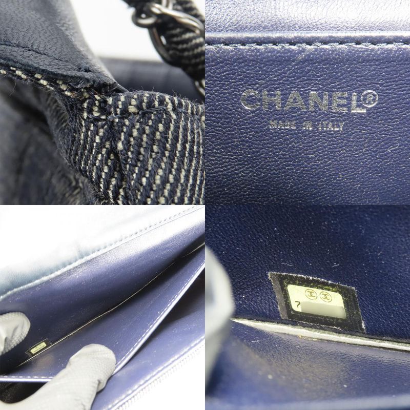 Chanel Shoulder Bag Chocobar Denim Navy Silver Hardware 7 th — view 8