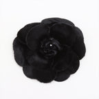 Chanel Camellia Fabric Corsage Brooch Black