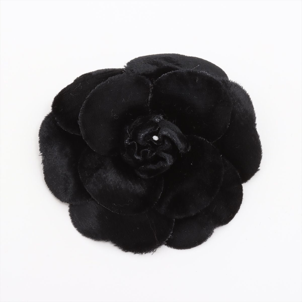 Chanel Camellia Fabric Corsage Brooch Black