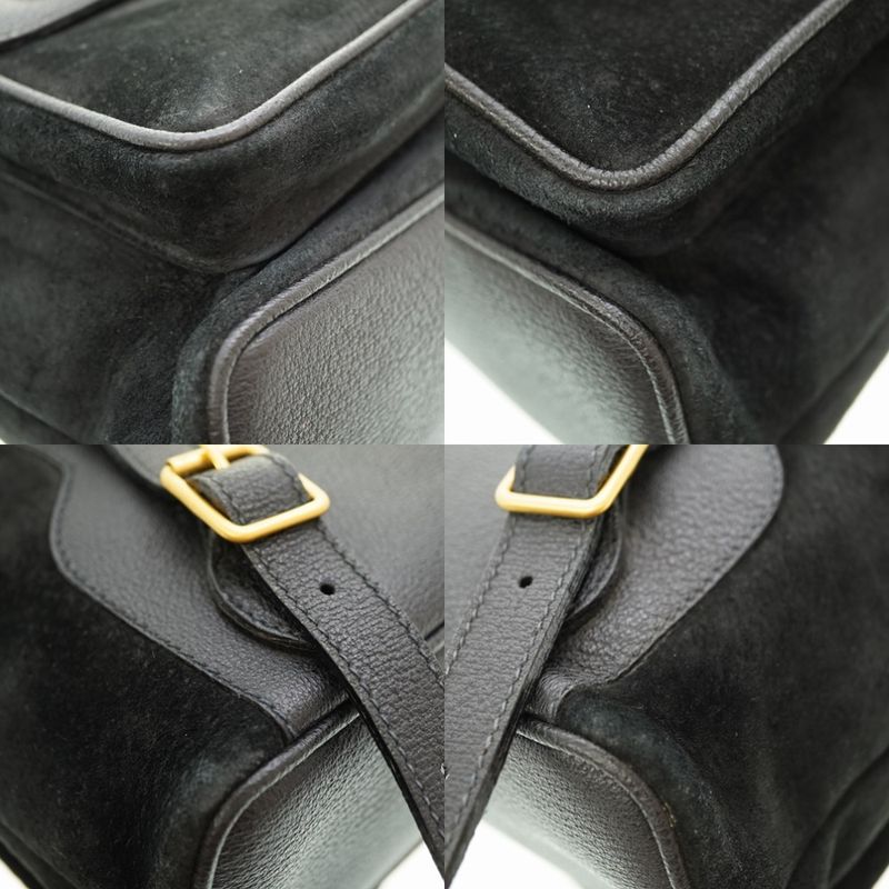 Gucci Bamboo Backpack Daypack Suede Black 0182 Vintage — view 8