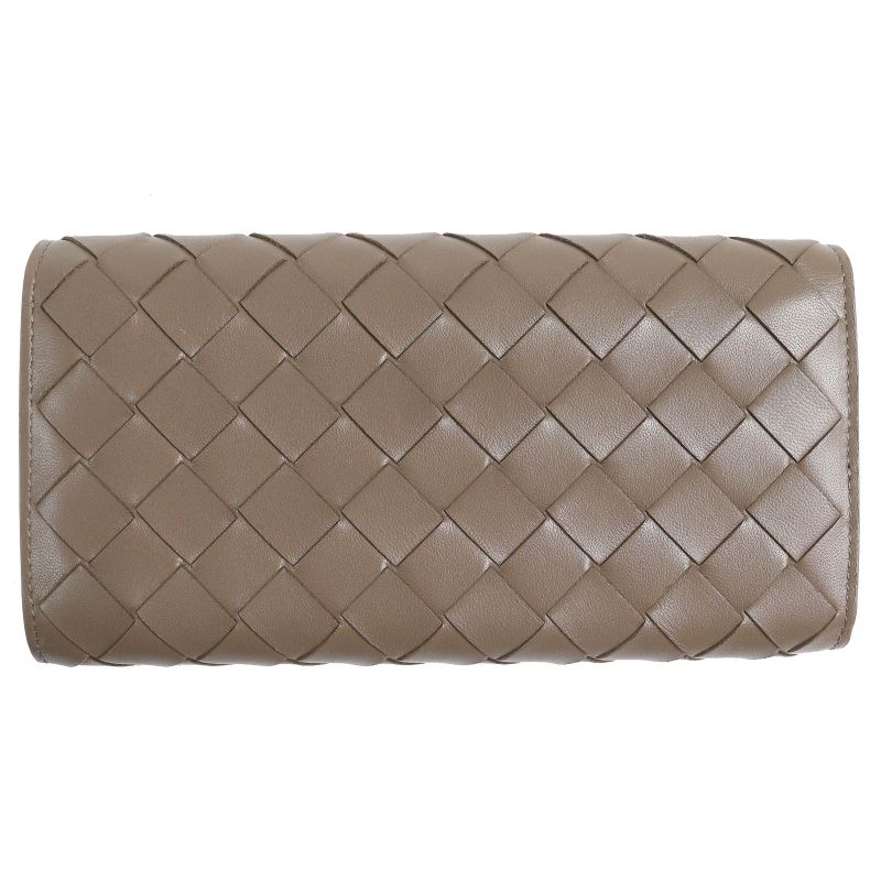 Bottega Veneta Intrecciato Flap Wallet Bifold Leather Long Brown Storage — view 3