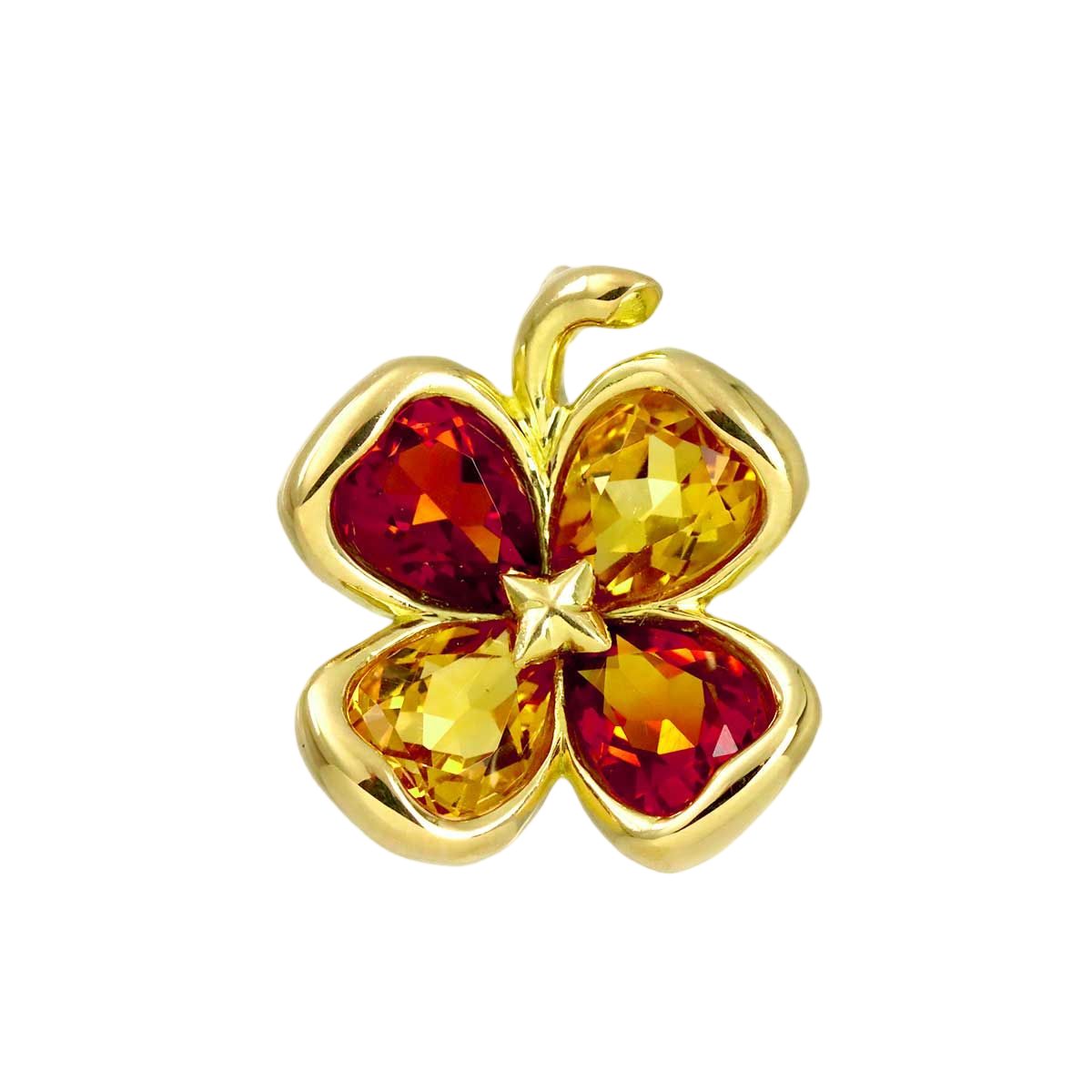 Chanel Pendant Top Garnet Citrine 18k YG Yellow Gold