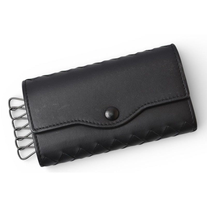 Bottega Veneta Key Case Key Ring Rows Intrecciato Nappa Black