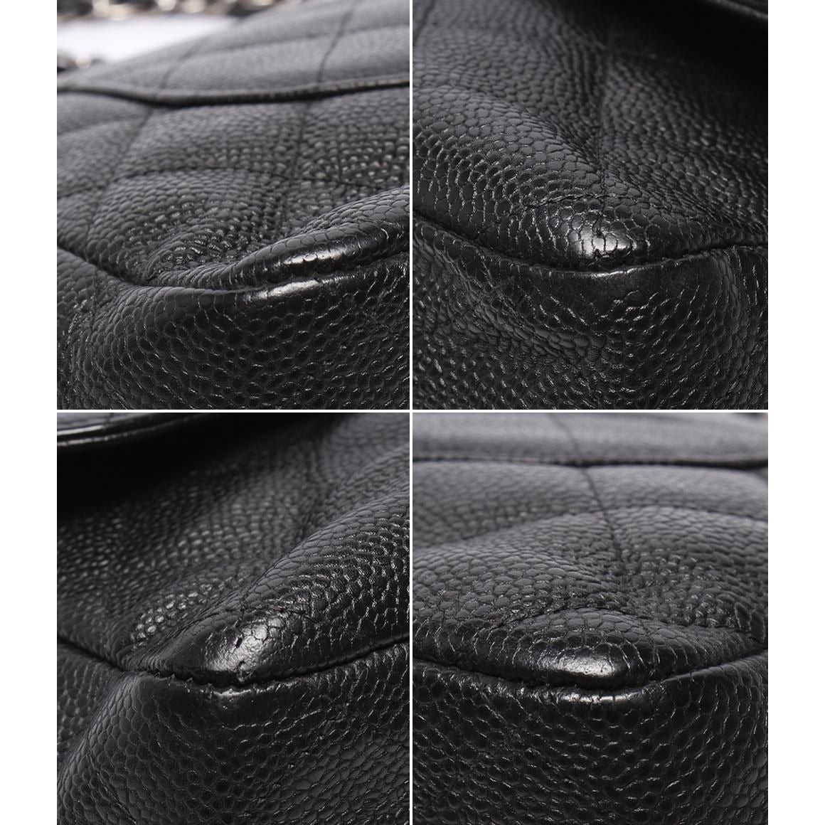 Chanel Chain Shoulder Bag Double Flap Silver Caviar Leather 16 Maxi Quilted 30 — view 5