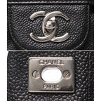 Chanel Chain Shoulder Bag Double Flap Silver Caviar Leather 16 Maxi Quilted 30 — view 6