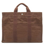 Hermes Tote Her Line MM Canvas Brown Silver