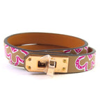 Hermes Mini Kelly Double Tour Lucky Daisy Leather Bracelet Brown