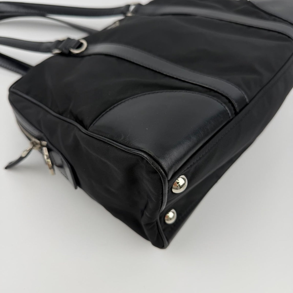 Prada Shoulder Bag Black Nylon Leather Vintage — view 8