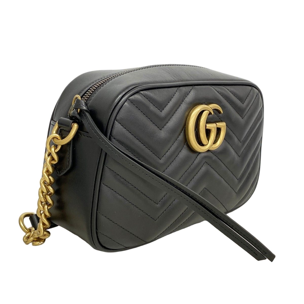Gucci Shoulder Bag GG Marmont Leather Black Gold — view 2