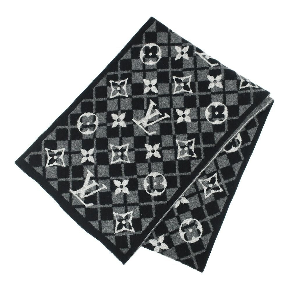 Louis Vuitton Echarpe Monogram Mountain Muffler Black Gray Scarf