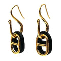Hermes Au Maillon Chaine D'ancre Swing Earrings Gold Black New Vintage