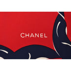 Chanel Scarf Shawl Vintage Coco Mark Chain Pattern Silk White Red — view 3