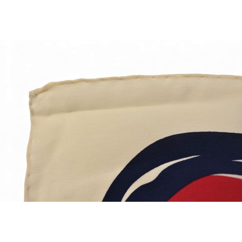 Chanel Scarf Shawl Vintage Coco Mark Chain Pattern Silk White Red — view 5