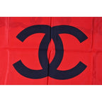 Chanel Scarf Shawl Vintage Coco Mark Chain Pattern Silk White Red — view 7