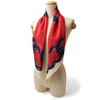 Chanel Scarf Shawl Vintage Coco Mark Chain Pattern Silk White Red — view 9