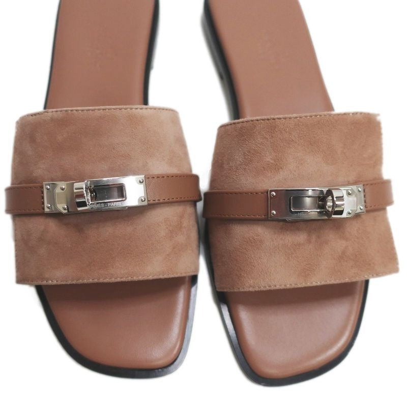 Hermes Julia Sandals Size 36 Pink Beige Kelly Buckle Leather — view 7