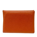 Hermes Calviduo Card Case Coin Pass Purse Foldable Chevre Orange