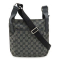 Gucci GG Canvas Shoulder Bag Crossbody Leather Dark Gray Black Outlet