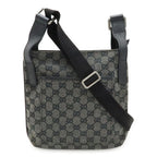 Gucci GG Canvas Shoulder Bag Crossbody Leather Dark Gray Black Outlet