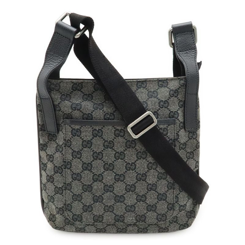 Gucci GG Canvas Shoulder Bag Crossbody Leather Dark Gray Black Outlet — view 2