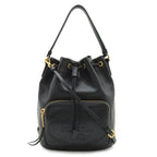 Prada Bucket Bag Drawstring 2-Way Leather Nero Black Gold
