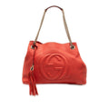 Gucci Soho Chain Shoulder Bag Handbag Orange Red Leather