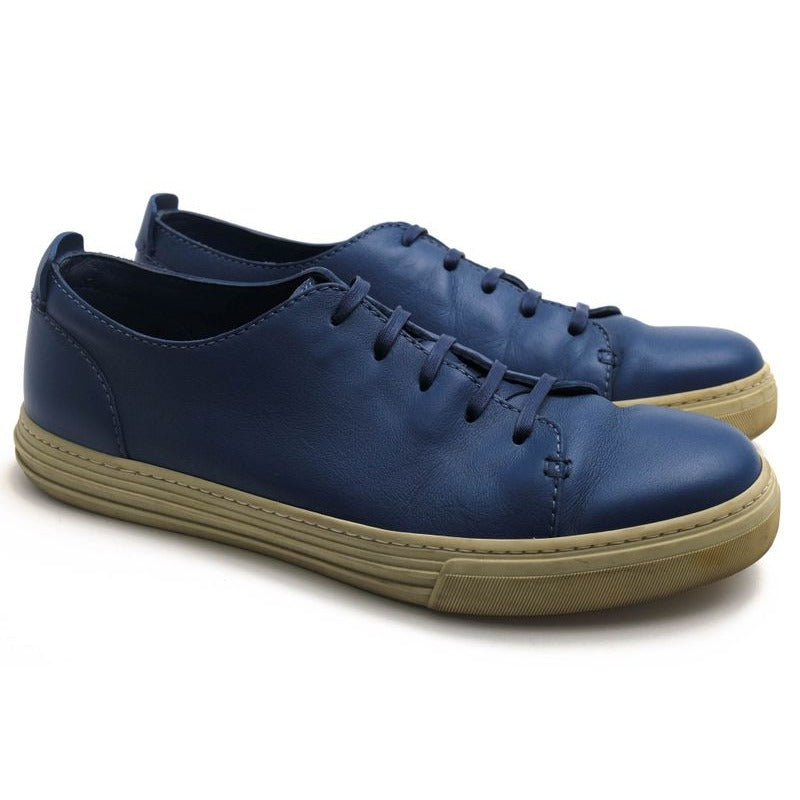 Gucci Shoes Sneakers Low Cut Men Leather Blue Mirosoft — view 2