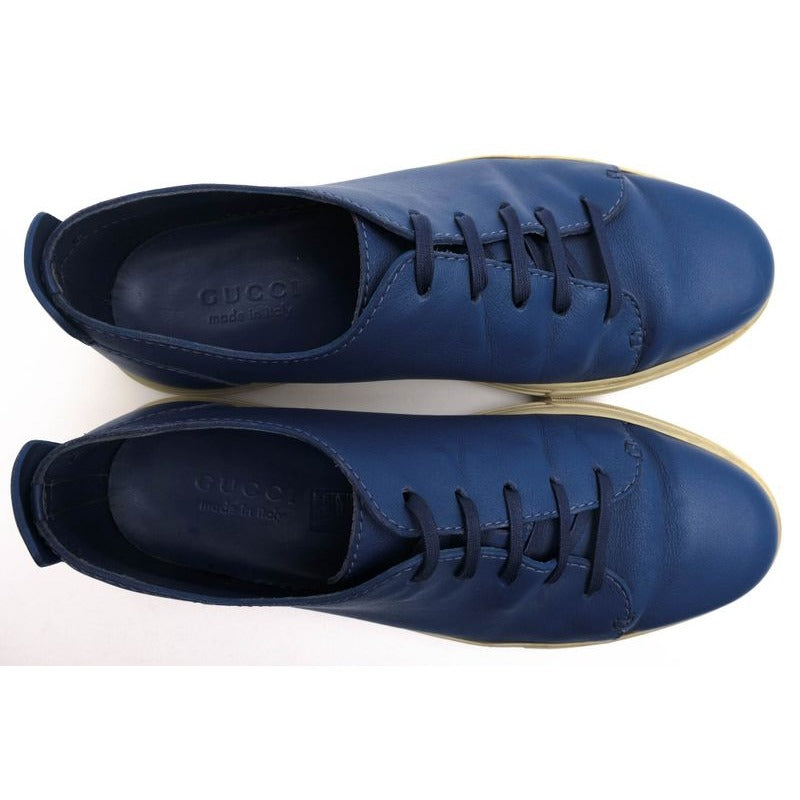 Gucci Shoes Sneakers Low Cut Men Leather Blue Mirosoft — view 4