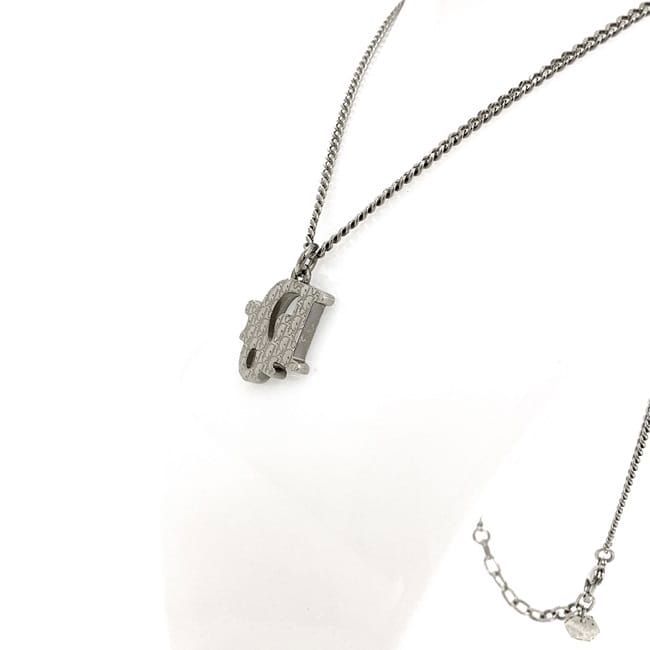 Christian Dior Long Necklace Silver Light Blue — view 4