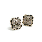 Chanel Earrings Gold Black Gray Coco Mark