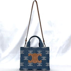 Celine 2-Way Bag Cabas Tice Blue Brown Triomphe — view 2