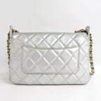 Chanel Chain Clutch Bag Iridescent Metallic Lambskin Silver Ap4349 — view 3