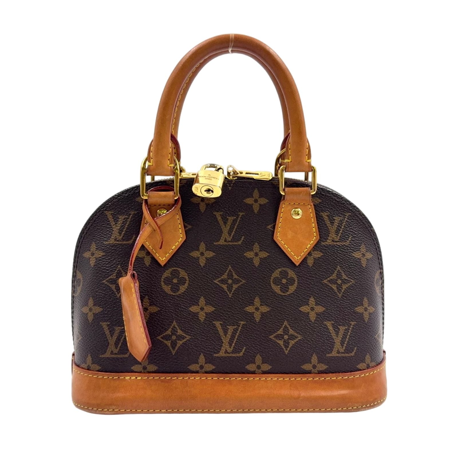 Louis Vuitton Alma BB Monogram Leather Brown Light Handbag Gold