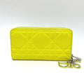 Dior Wallet Cannage Enamel Neon Yellow X