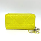 Dior Wallet Cannage Enamel Neon Yellow X