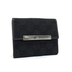 Gucci Bifold Wallet GG Canvas Black Hook Silver